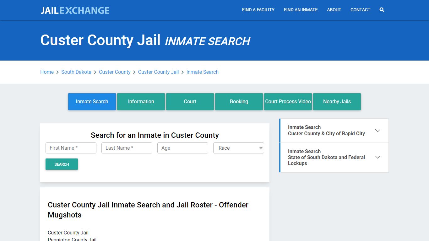 Custer County Jail, SD Inmate Search: Roster & Mugshots