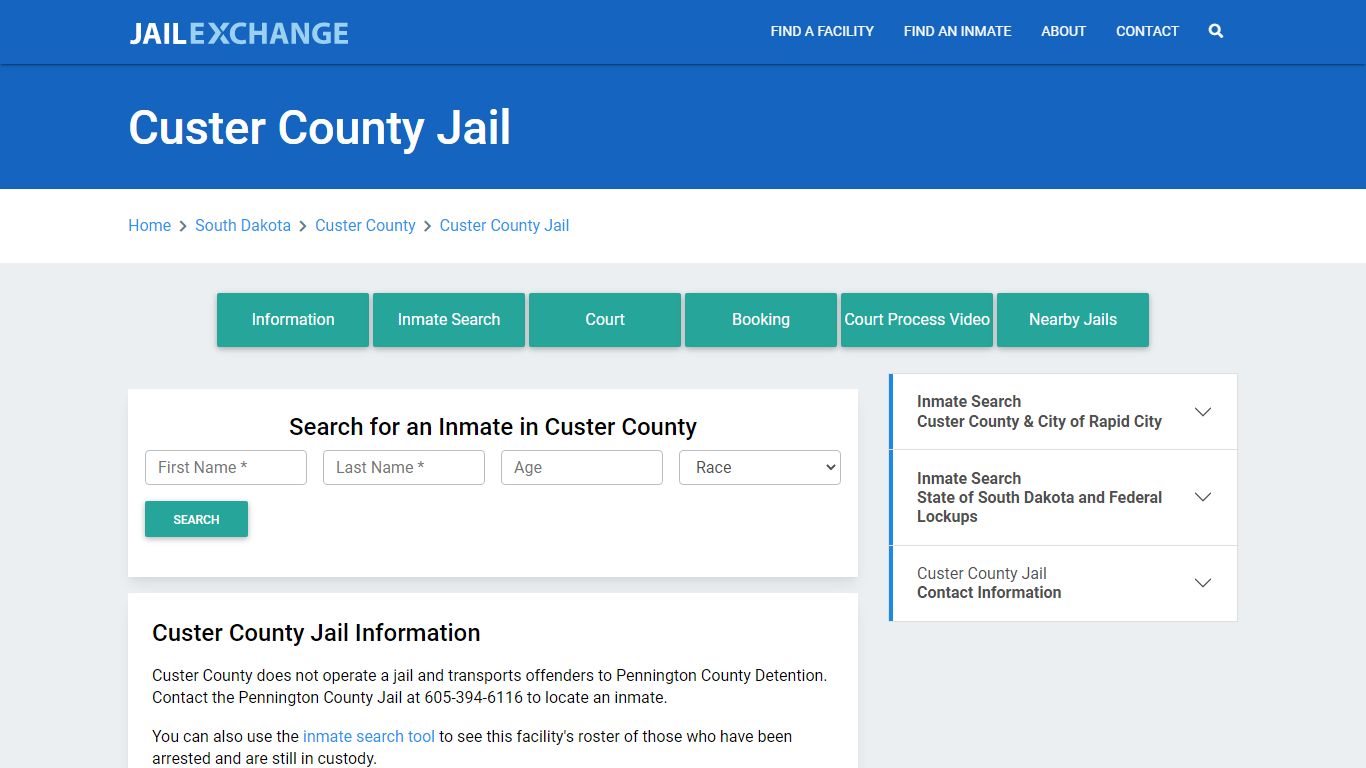 Custer County Jail Roster Lookup, SD, Inmate Search - Jail Exchange