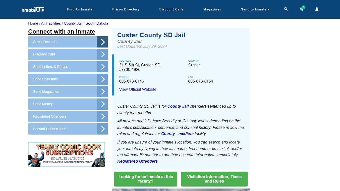 Custer County SD Jail - Inmate Locator